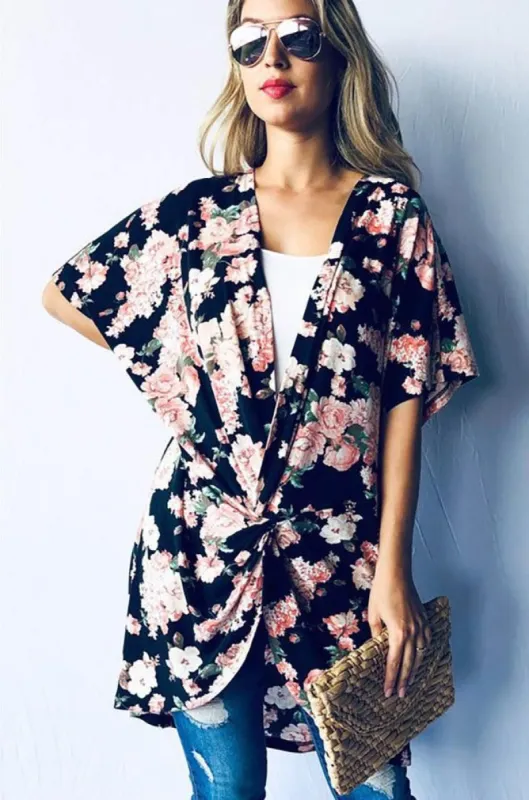 Floral Printed Front Cross Tunic Casual Top sold by BOLD elements