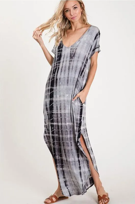 Tie-Dye Maxi Dress with Side Slit sold by BOLD elements