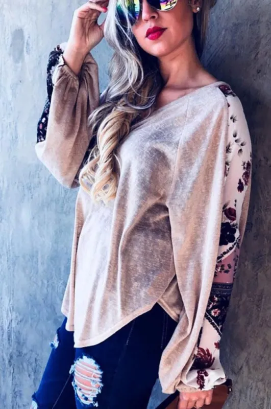 V-Neck Floral Sleeve Casual Top sold by BOLD elements