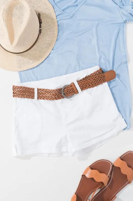 Cotton Twill Shorts with Leather Braid Belt sold by BOLD elements