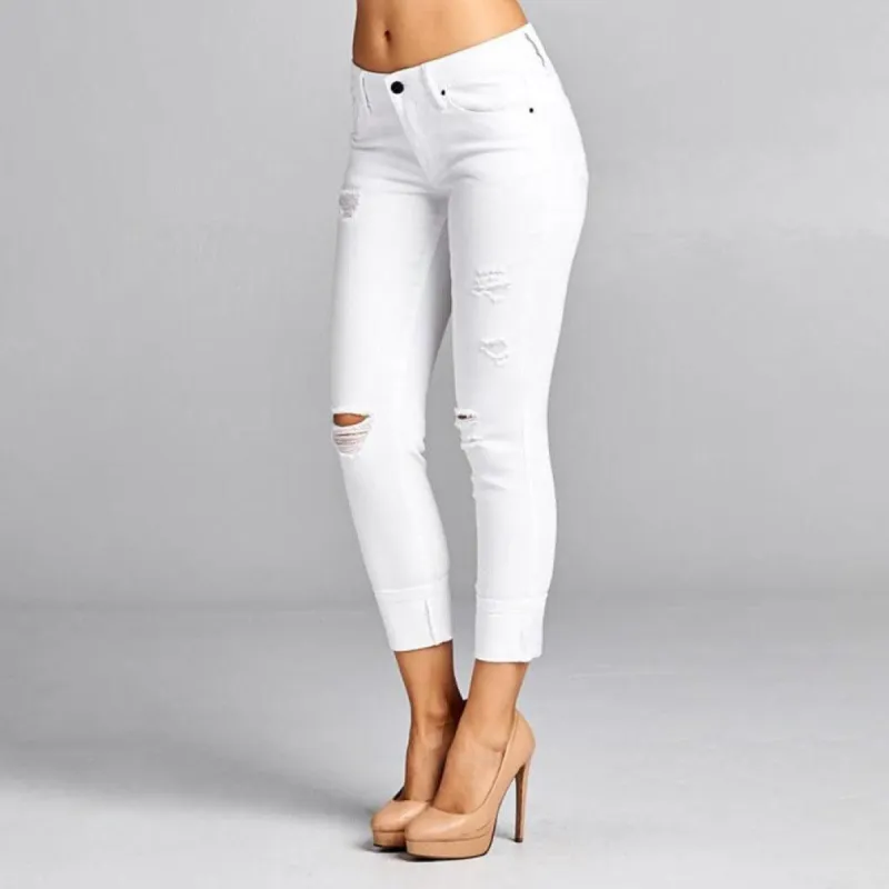 Women's Ankle Skinny White Jeans sold by BOLD elements