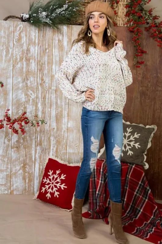 Multi Polka Dot Twist Back Sweater sold by BOLD elements