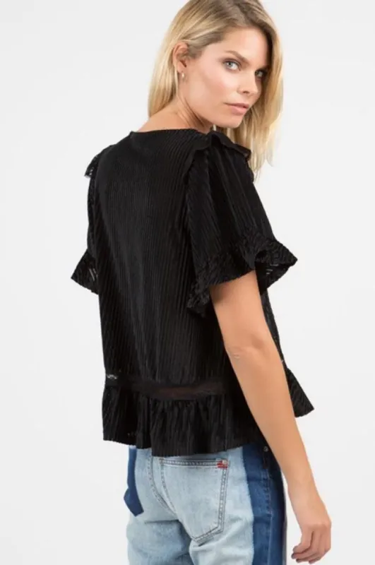 Eyelet Bell Sleeve Velvet Top sold by BOLD elements