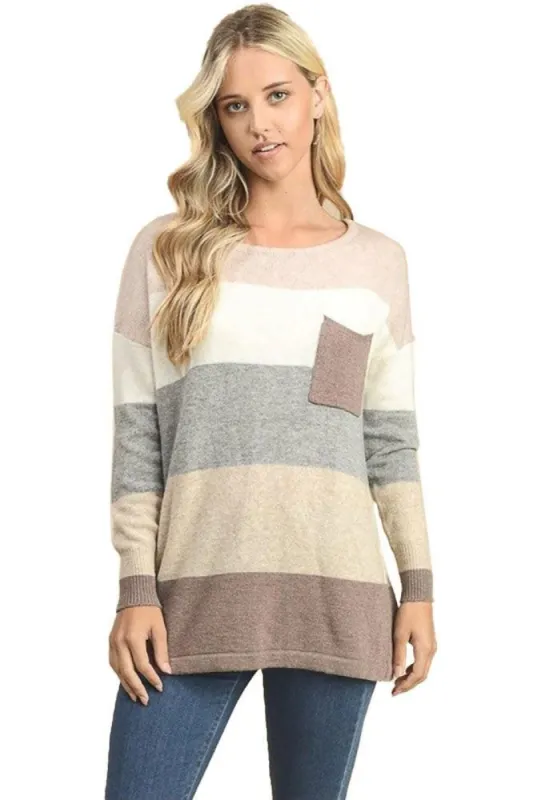 Women Long Sleeve Color Block Pullover Sweater sold by BOLD elements