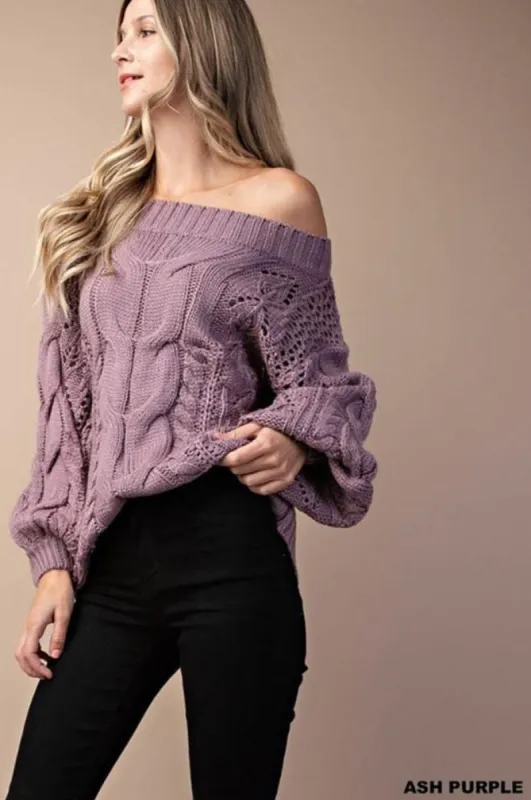 Cable Detailed Puff Sleeves Sweater sold by BOLD elements