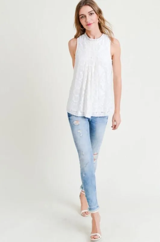 Women Sleeveless Lace Detail Top sold by BOLD elements