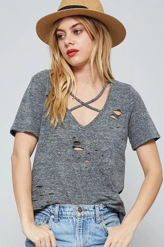 Women Distressed Casual Knit Top sold by BOLD elements