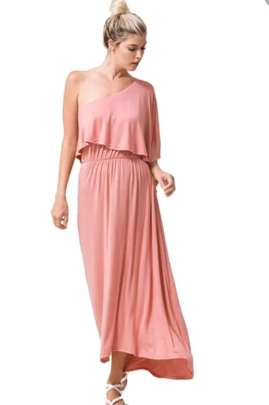 Women's One Shoulder Draped Bodice Midi Dress sold by BOLD elements