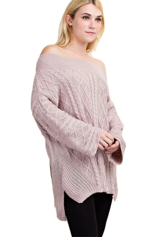 Boat Neck Pullover Cable Knit Sweater sold by BOLD elements
