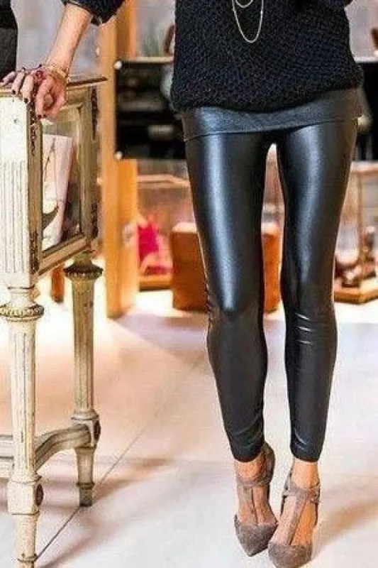Women's Matte Faux Leather Leggings sold by BOLD elements