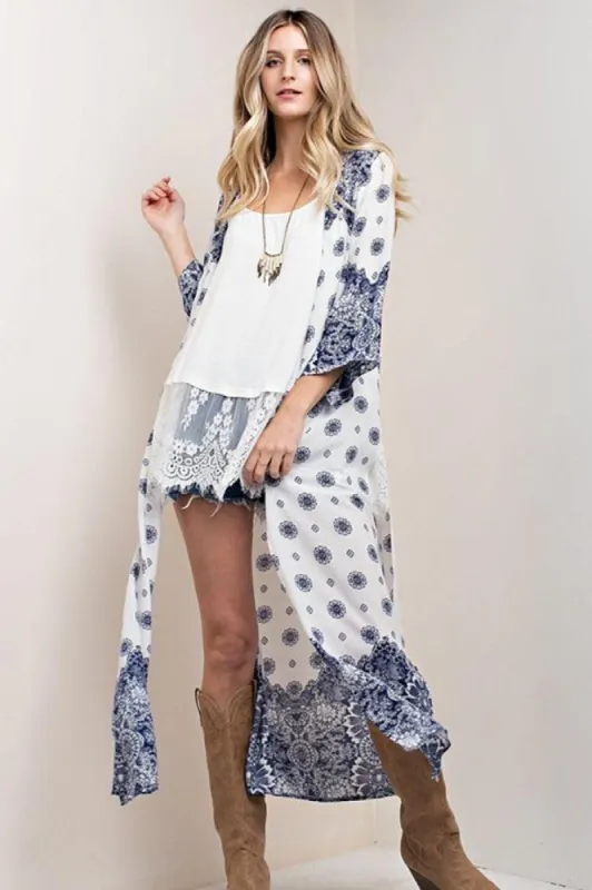 Women's Side Slit Woven Long Duster sold by BOLD elements