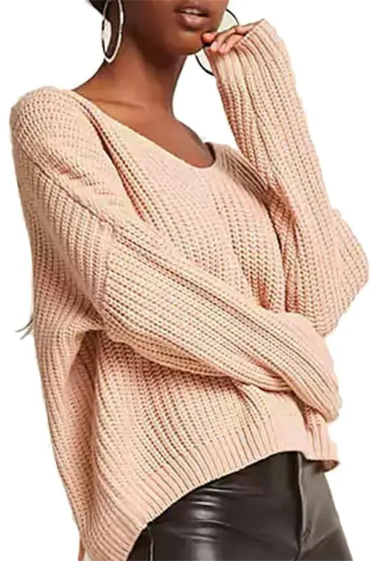 Knit Lace Up Back Sweater sold by BOLD elements