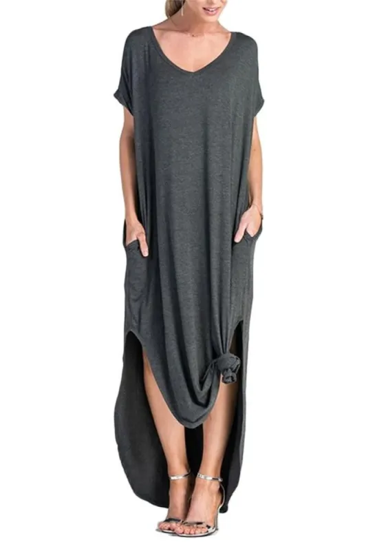 Women's Loose Fitting Long Dress with Pockets sold by BOLD elements