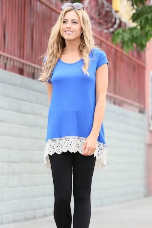 Women's Solid Knit With Lace Trim Top sold by BOLD elements
