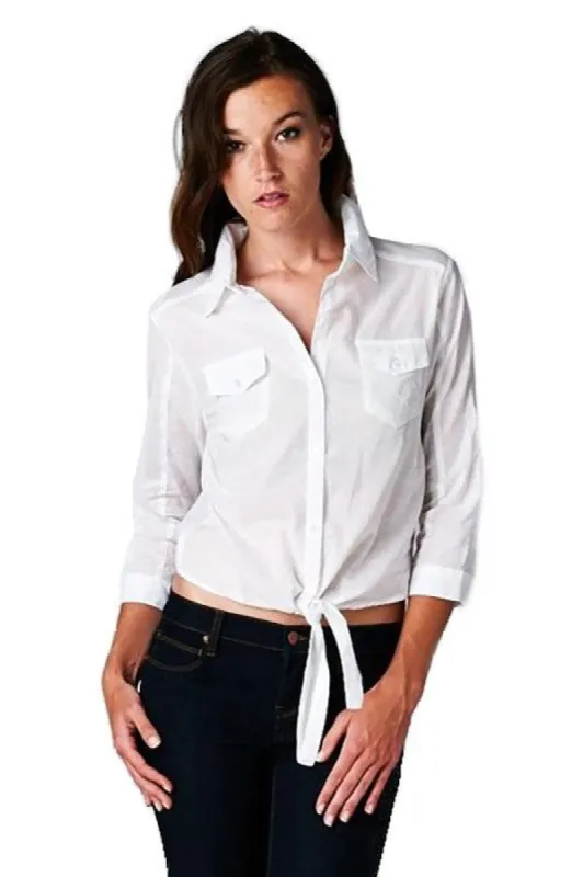 Women's Cropped Button-Down Shirt sold by BOLD elements