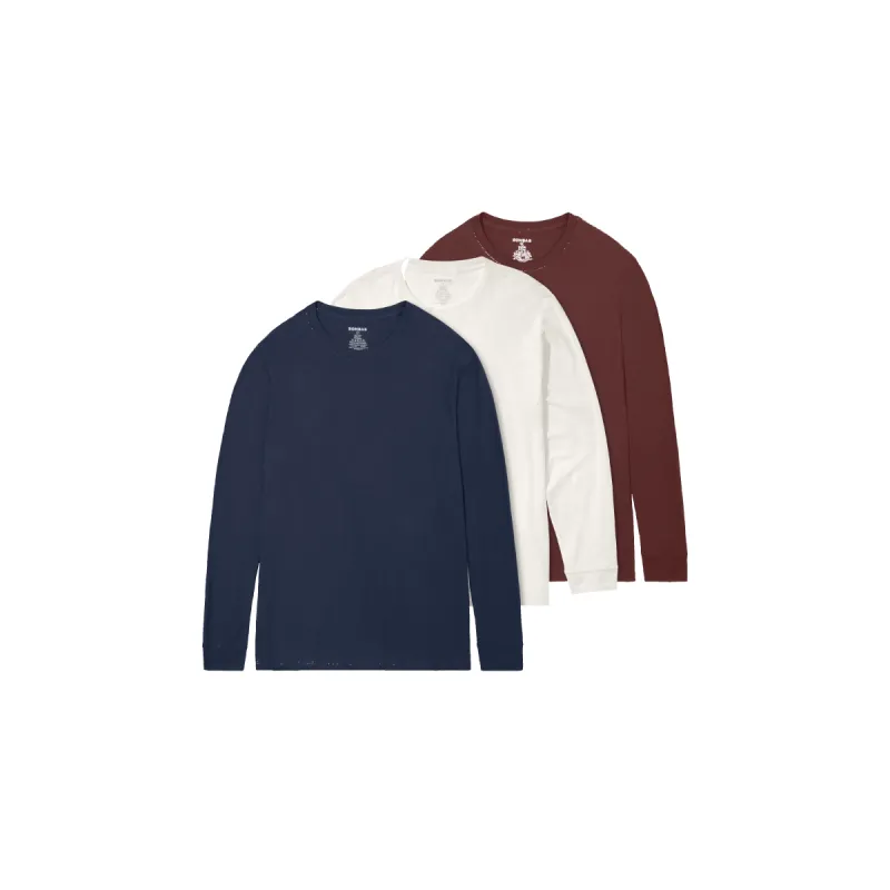 Men's Air Slub Long Sleeve Crew Neck T-Shirt 3-Pack sold by Bombas