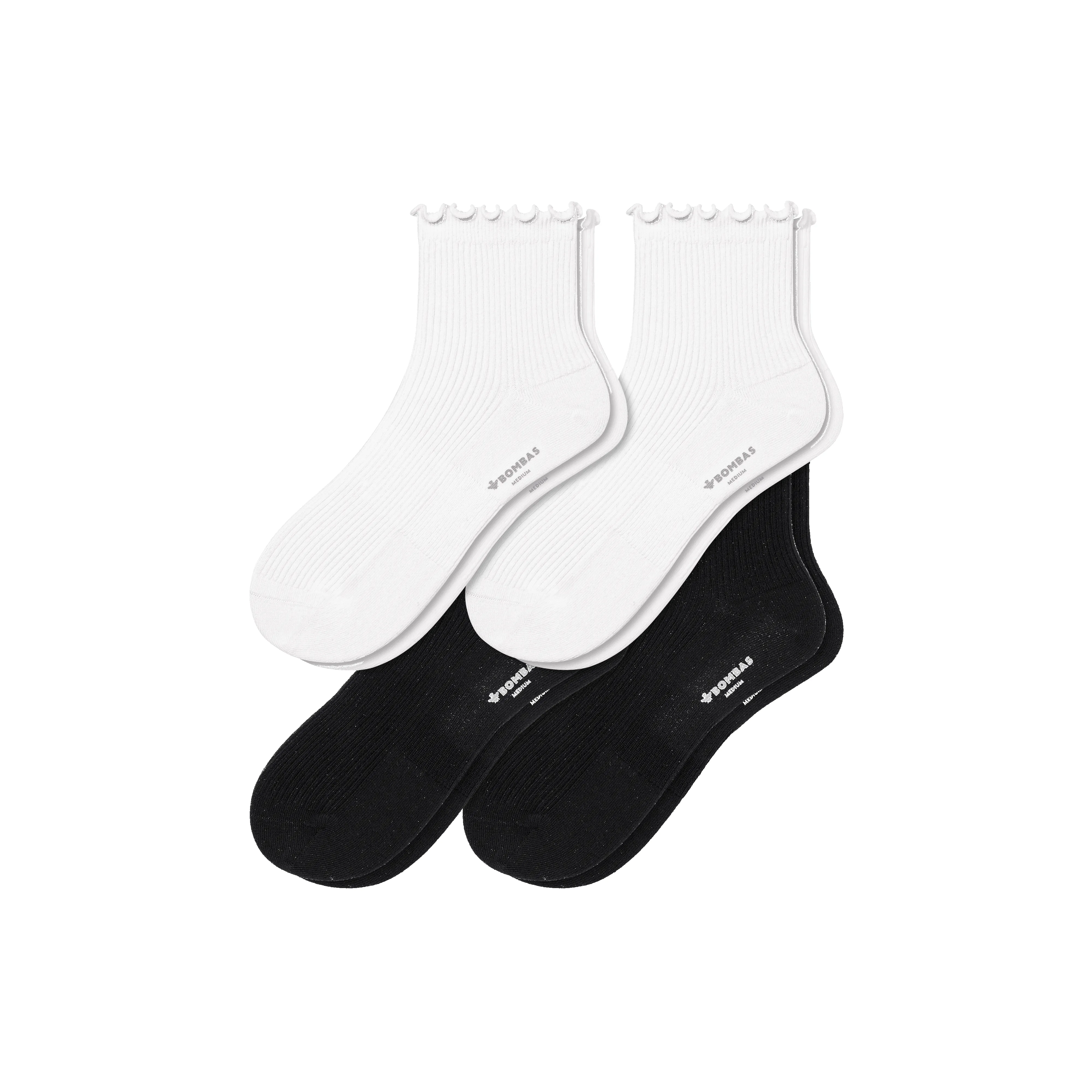 Women's Frilly Rib Quarter Sock 4-Pack sold by Bombas
