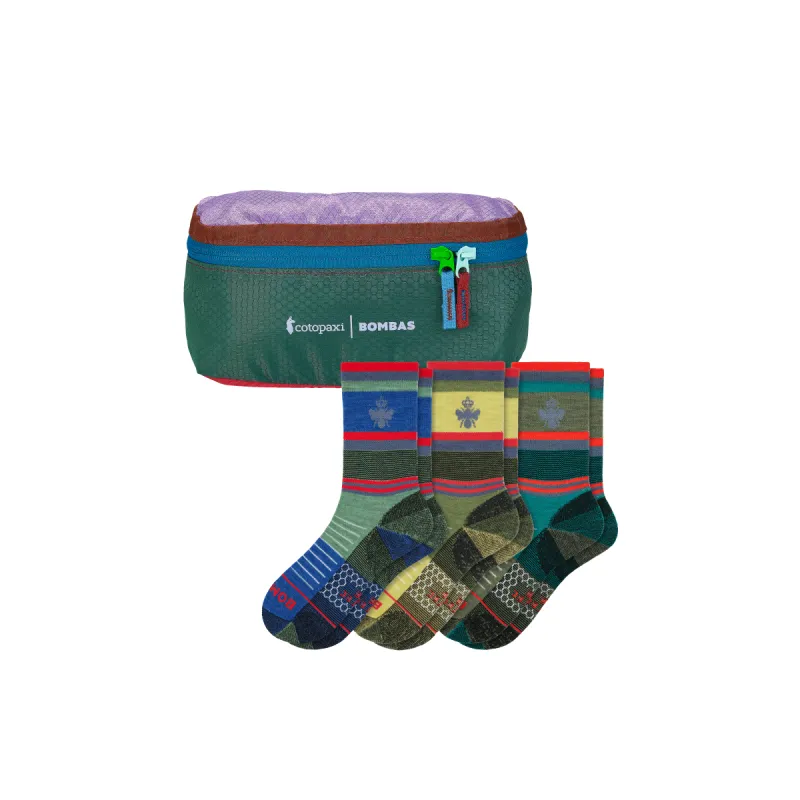 Cotopaxi x Bombas Merino Wool Blend Hiking Calf Sock 3-Pack & Fanny Pack sold by Bombas