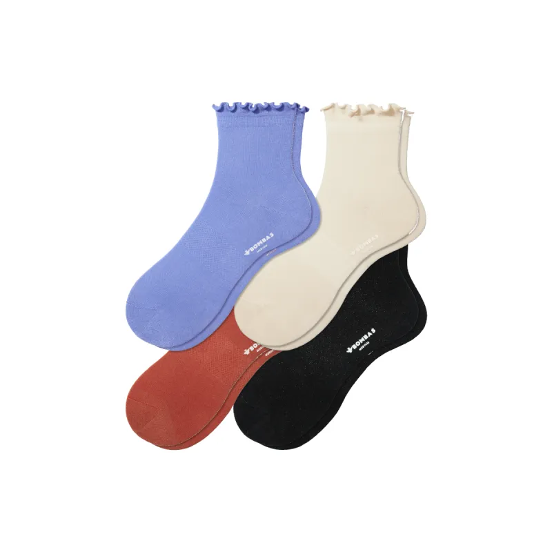 Women's Lightweight Frill Quarter Sock 4-Pack sold by Bombas