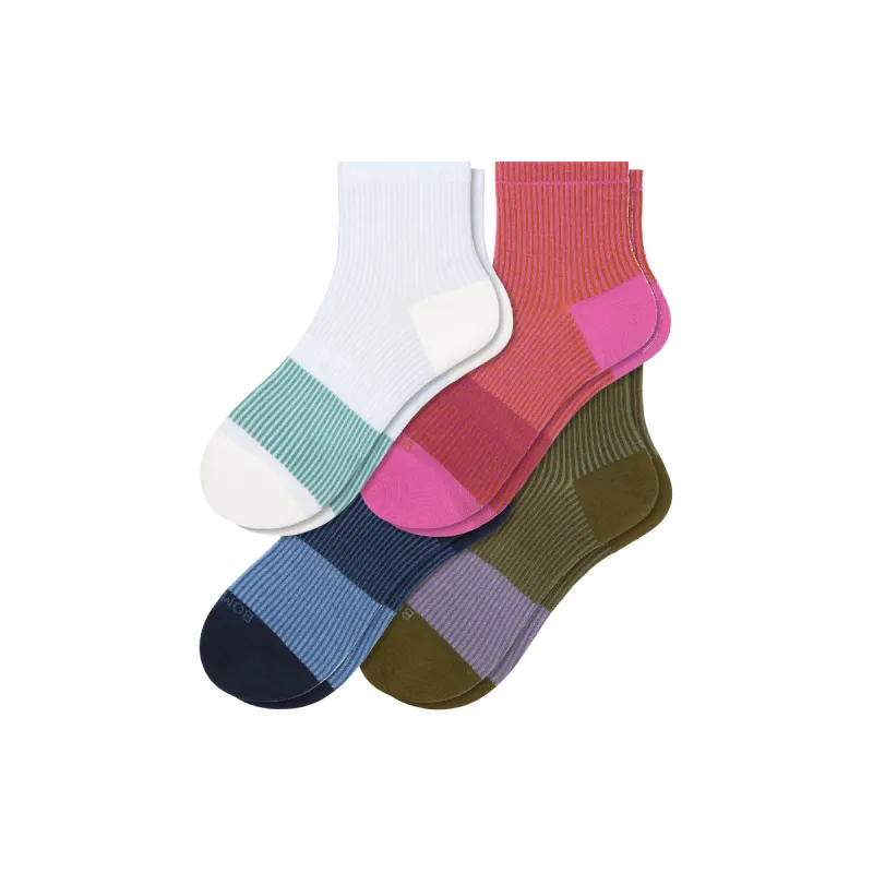 Women’s Lightweight Stripe Quarter Sock 4-Pack made by Bombas