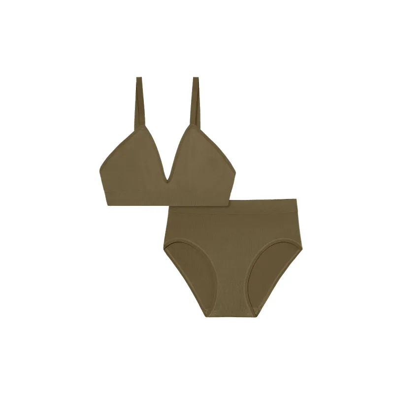 Women's Seamless Triangle Bralette + High Rise Brief sold by Bombas