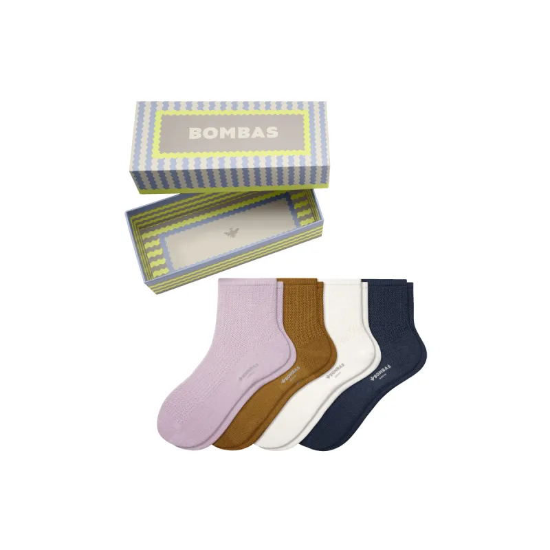 Women's Pointelle Quarter Sock 4-Pack Gift Box sold by Bombas