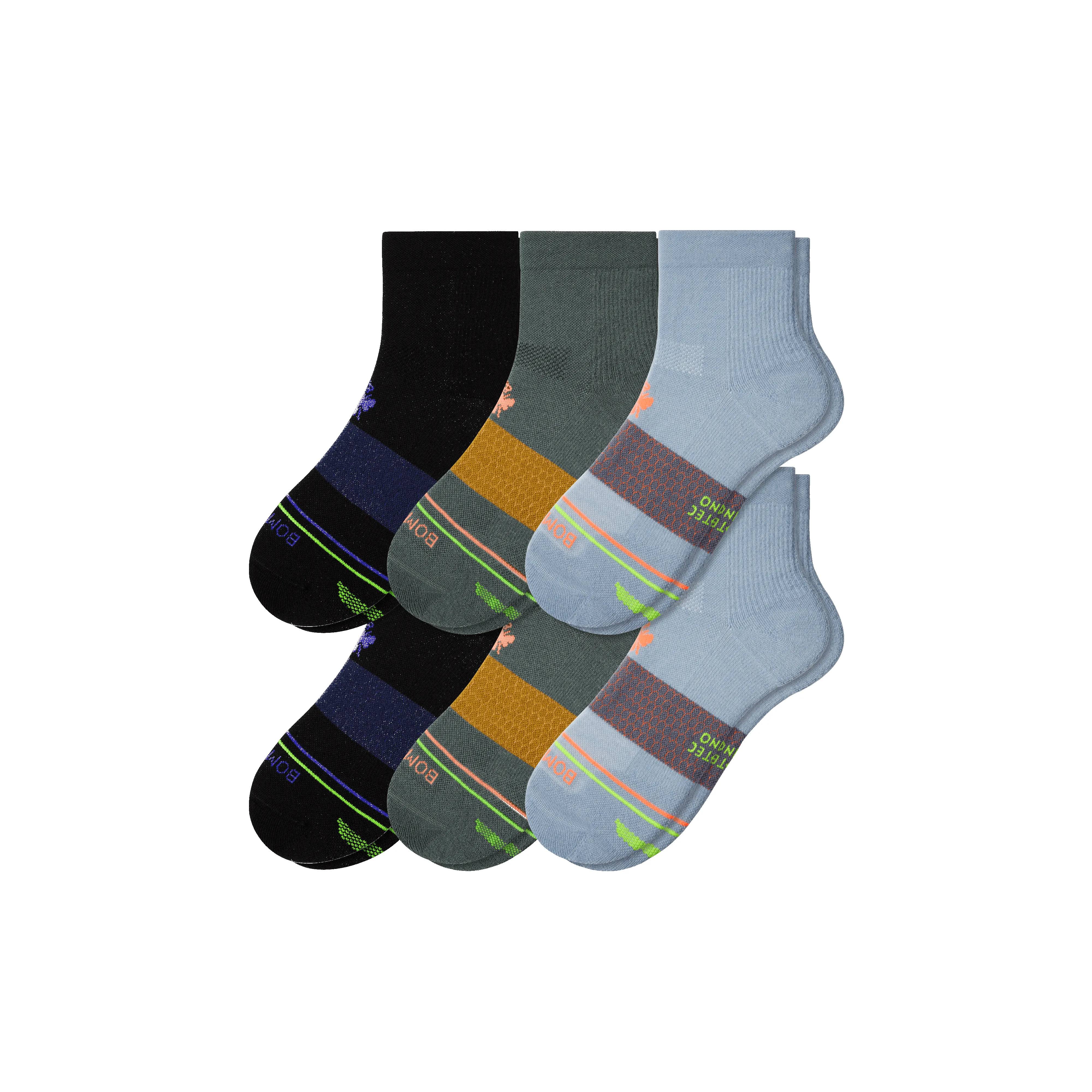 Women's Merino Wool Blend Athletic Quarter Sock 6-Pack sold by Bombas