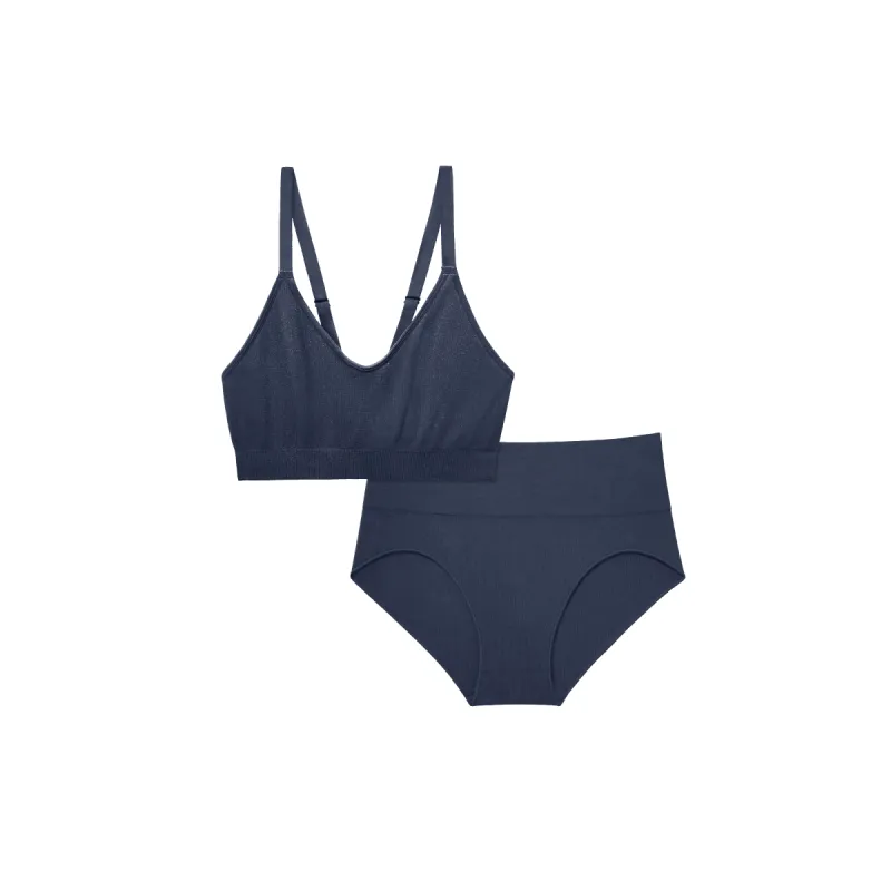 Women's Ribbed Seamless Scoop Bralette + High Rise Hipster sold by Bombas