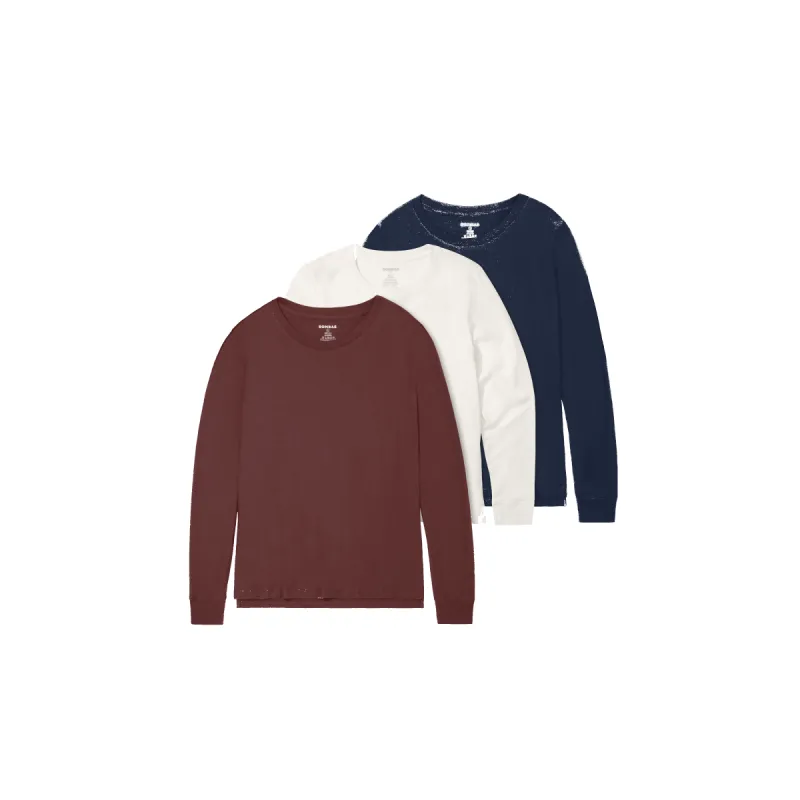 Women's Air Slub Long Sleeve Crew Neck T-Shirt 3-Pack made by Bombas
