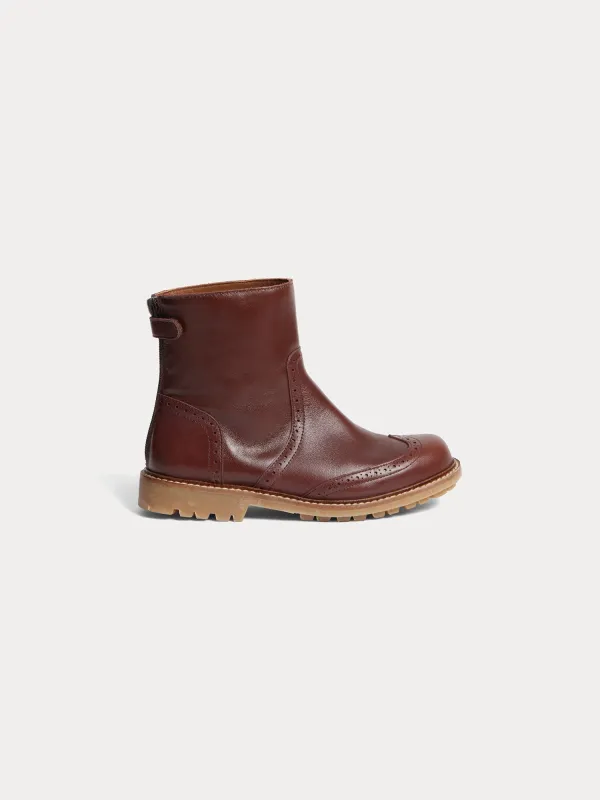 Boots Jimin en cuir marron sold by Bonpoint