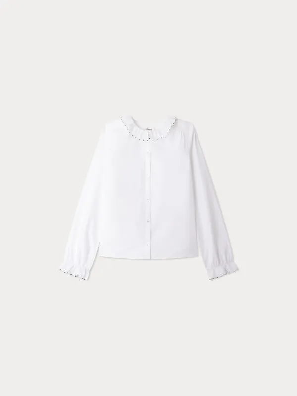 Blouse Joba à col brodé en coton biologique sold by Bonpoint