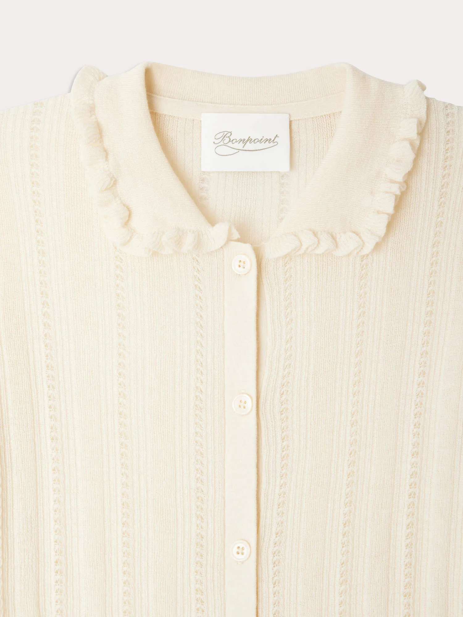 Cardigan Jimini à col en point fantaisie en laine et soie sold by Bonpoint product image thumbnail 3