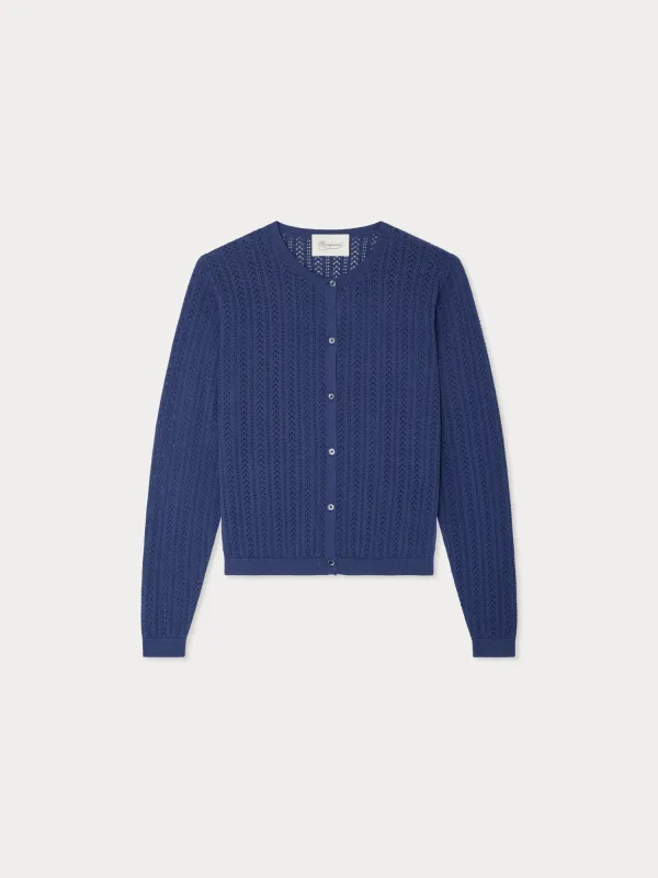 Cardigan Laeliane col rond et maille pointelle en coton biologique sold by Bonpoint