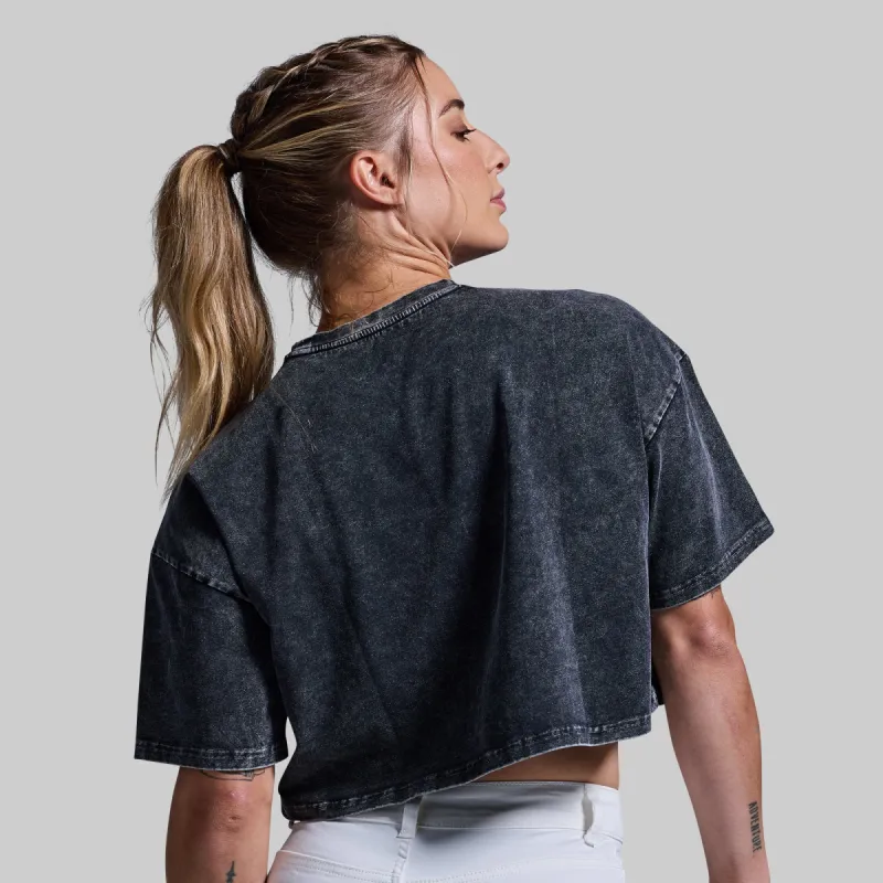 Training Crop Tee 2.0 (Washed Black) sold by Born Primitive
