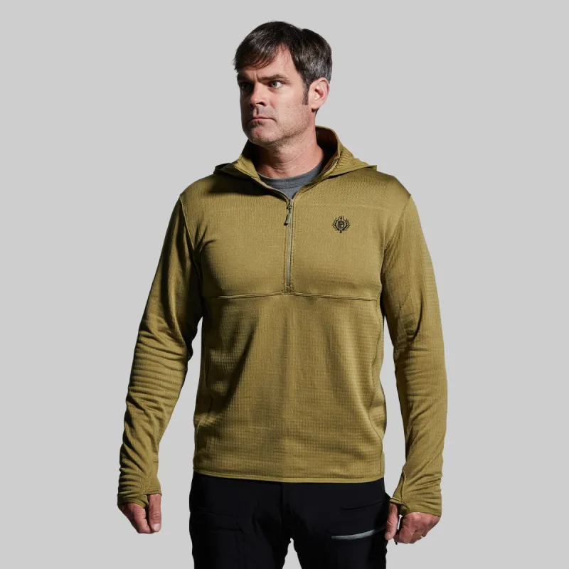 Men's Quiver Half Zip Hoodie (Deep Moss) sold by Born Primitive