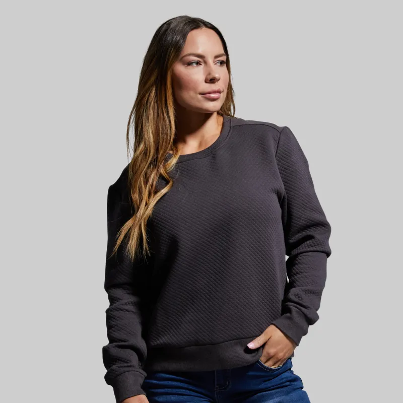 Women's Waffle Crewneck Pullover (Smoke) sold by Born Primitive