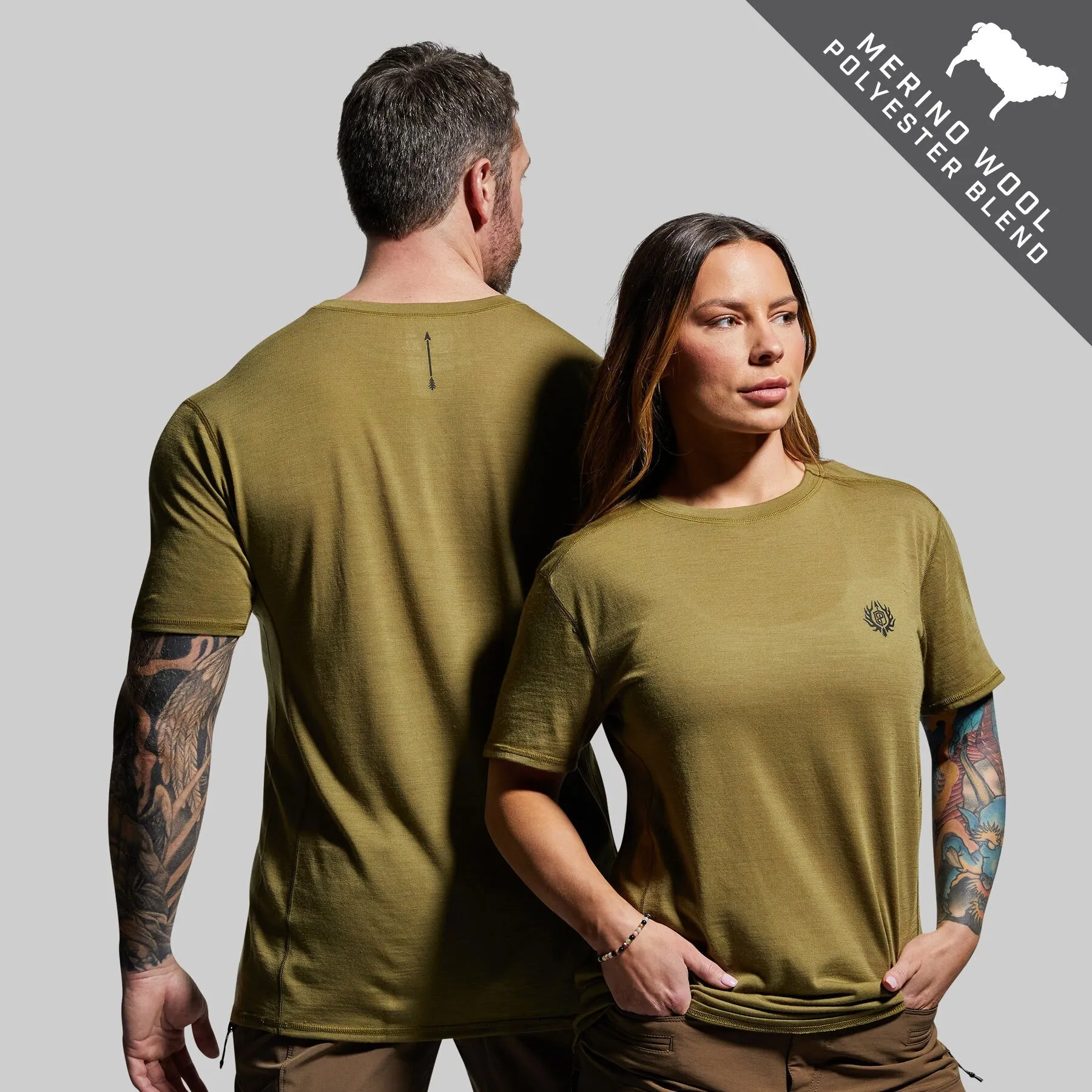 Ridgeline Tee (Deep Moss) sold by Born Primitive