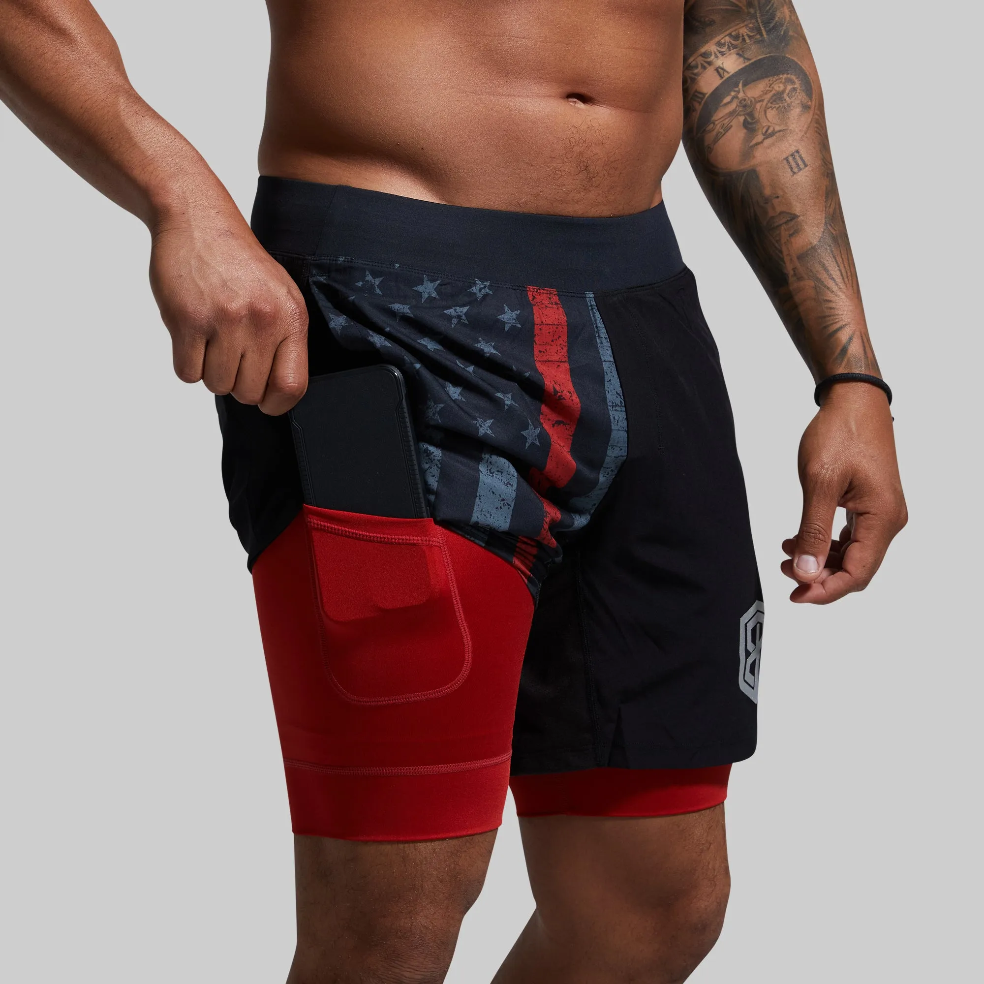 Versatile Short w/ Compression 7" (Thin Red Line Gunmetal) sold by Born Primitive product image thumbnail 3
