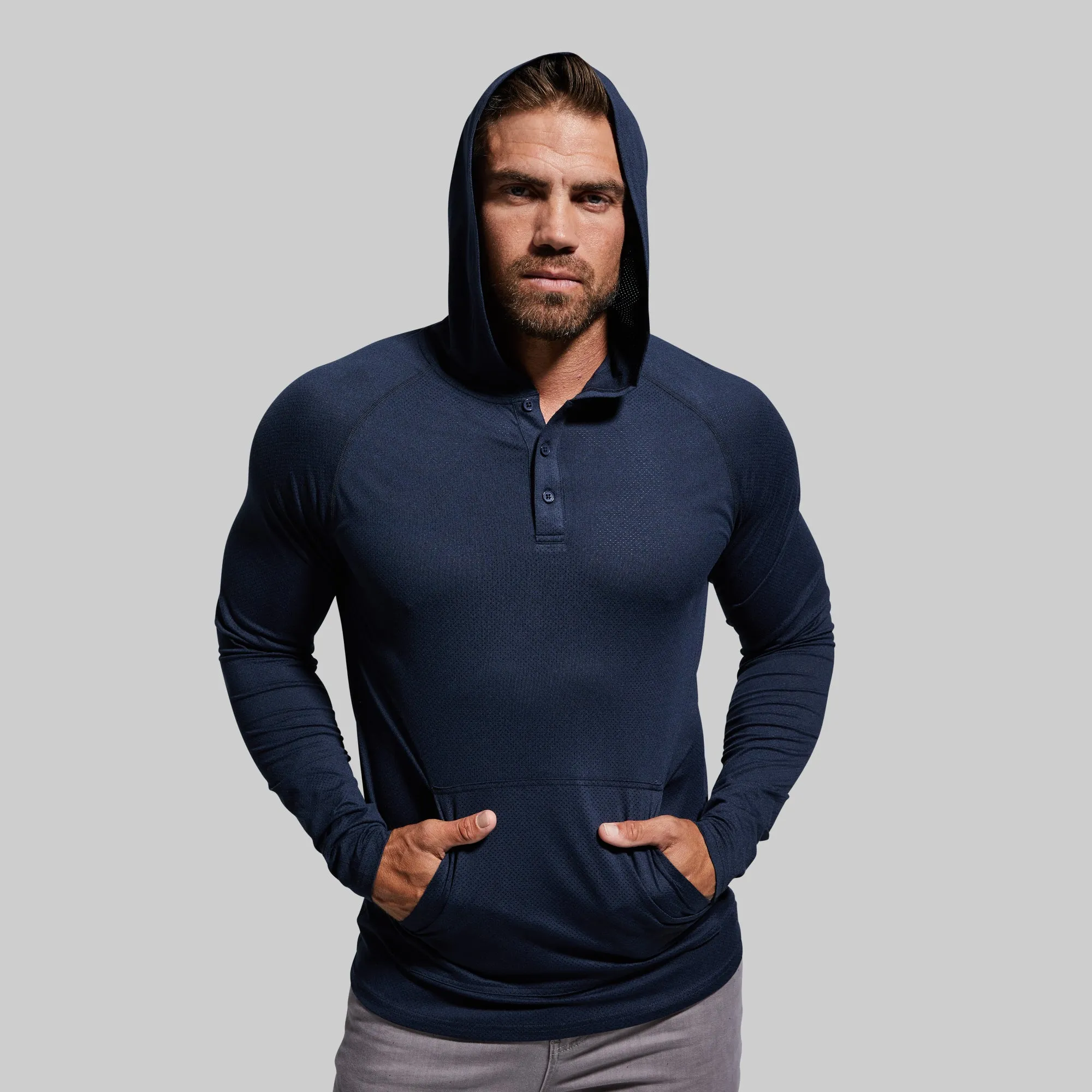 Heritage Henley Hoodie (Heather Navy) sold by Born Primitive product image thumbnail 3
