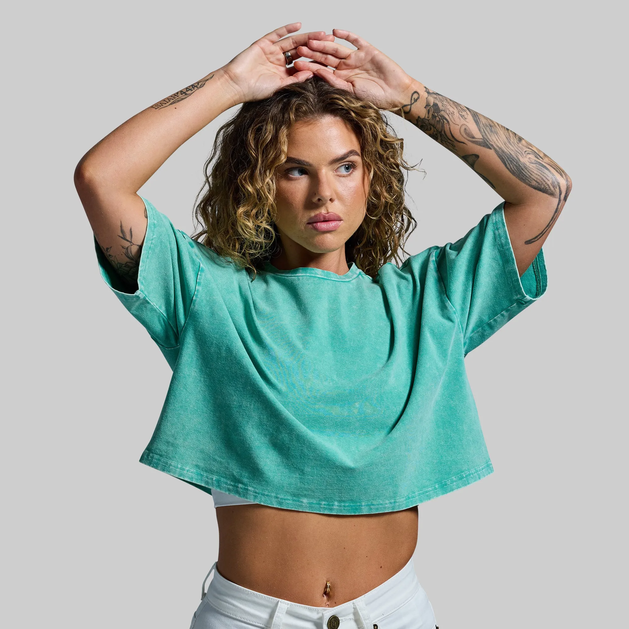 Training Crop Tee 2.0 (Washed Jade) sold by Born Primitive product image thumbnail 3