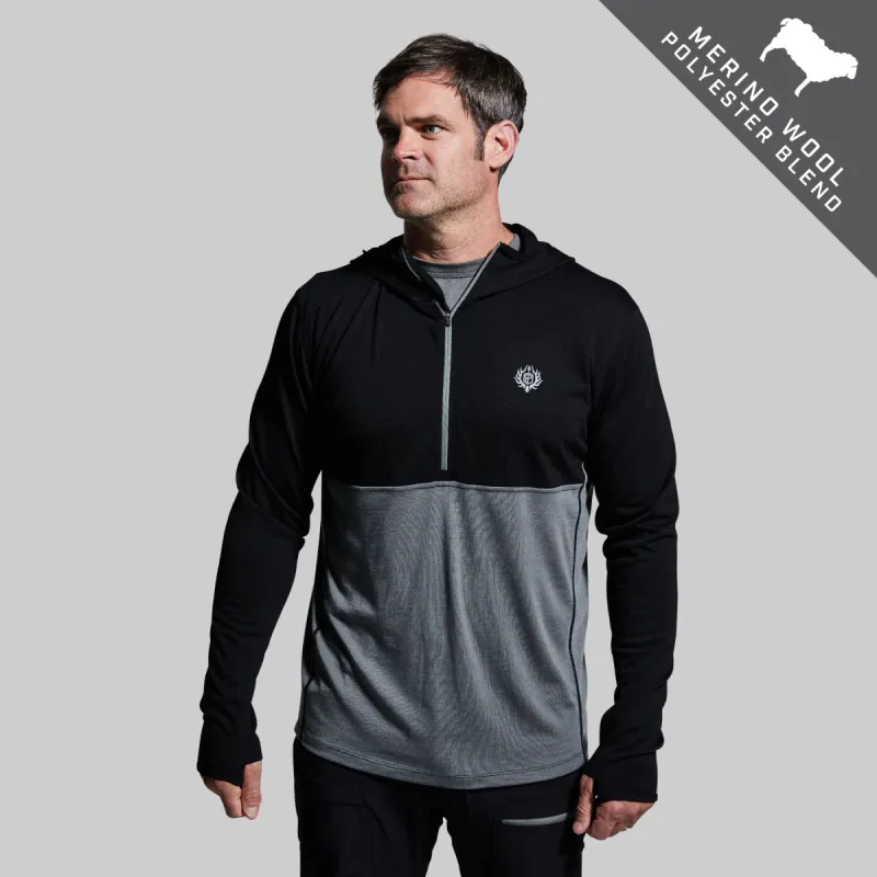 Men's Ridgeline Half Zip Hoodie (Black) sold by Born Primitive