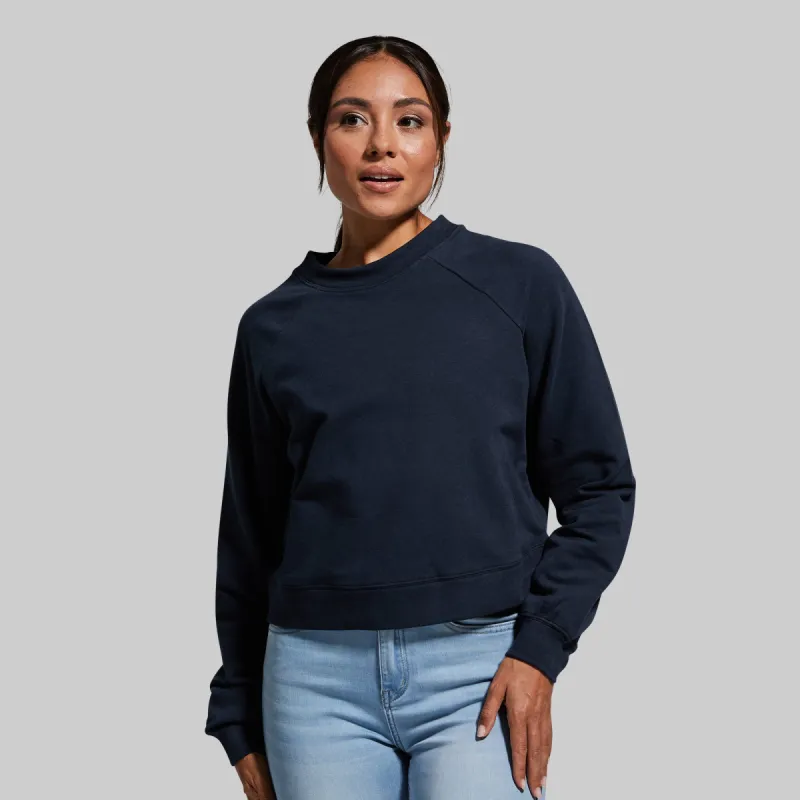 Unmatched Cropped Crew Sweatshirt (Blueberry) sold by Born Primitive