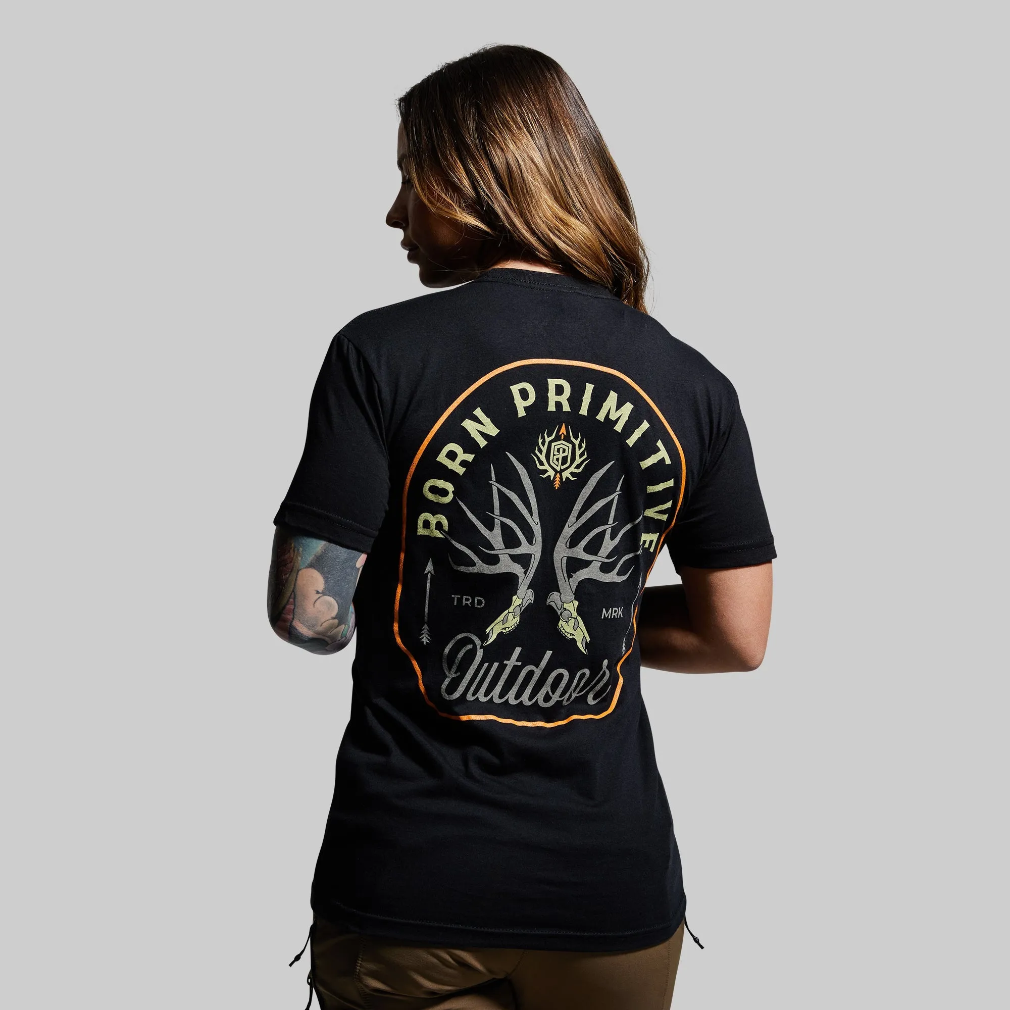 Outdoor Mule Deer Badge Tee (Black) sold by Born Primitive product image thumbnail 3