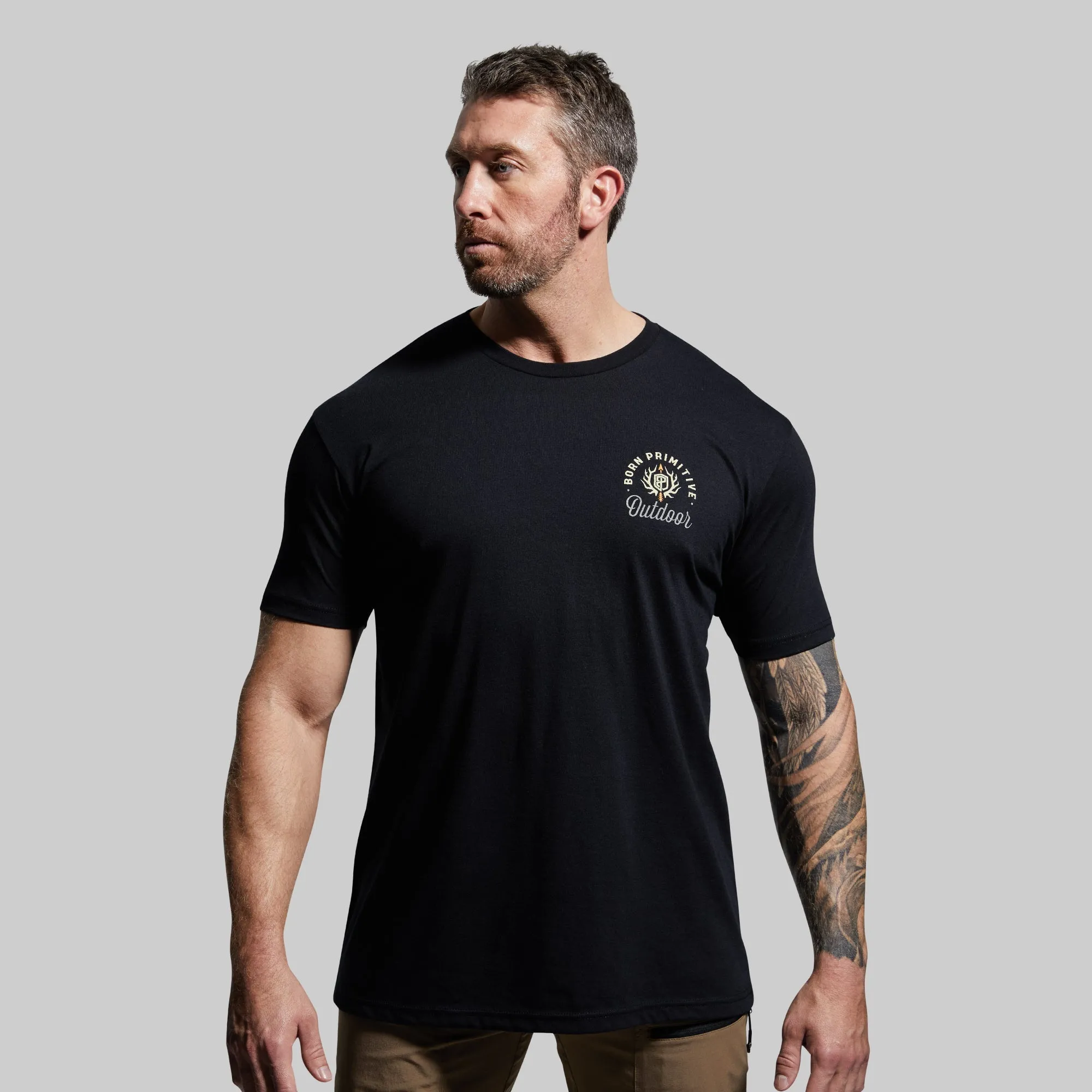Outdoor Mule Deer Badge Tee (Black) sold by Born Primitive product image thumbnail 2