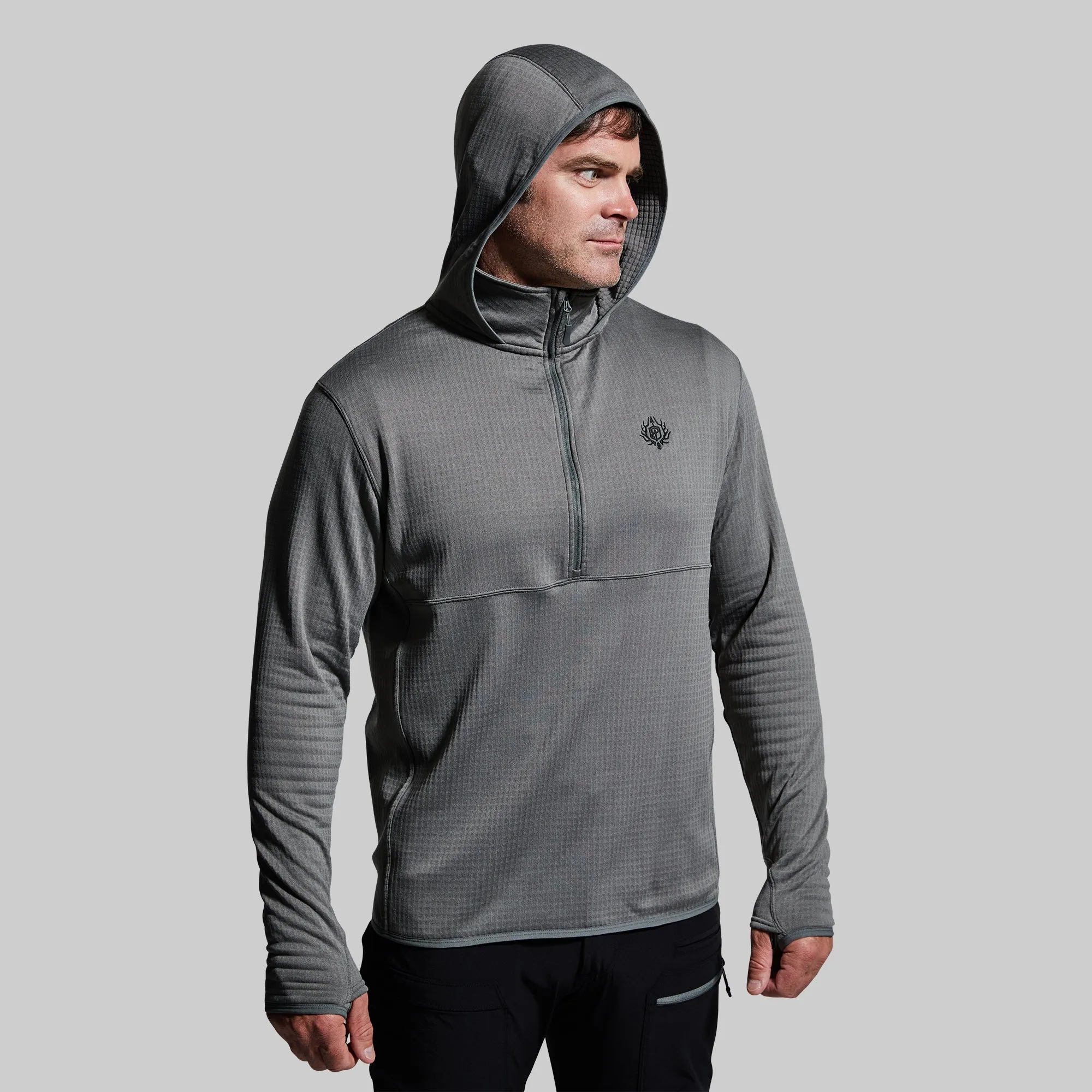 Men's Quiver Half Zip Hoodie (Wolf Grey) sold by Born Primitive
