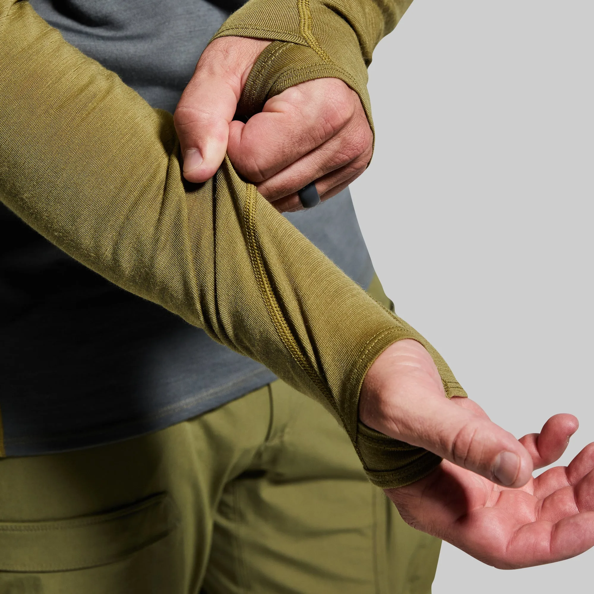Men's Ridgeline Half Zip Hoodie (Deep Moss) sold by Born Primitive product image thumbnail 4