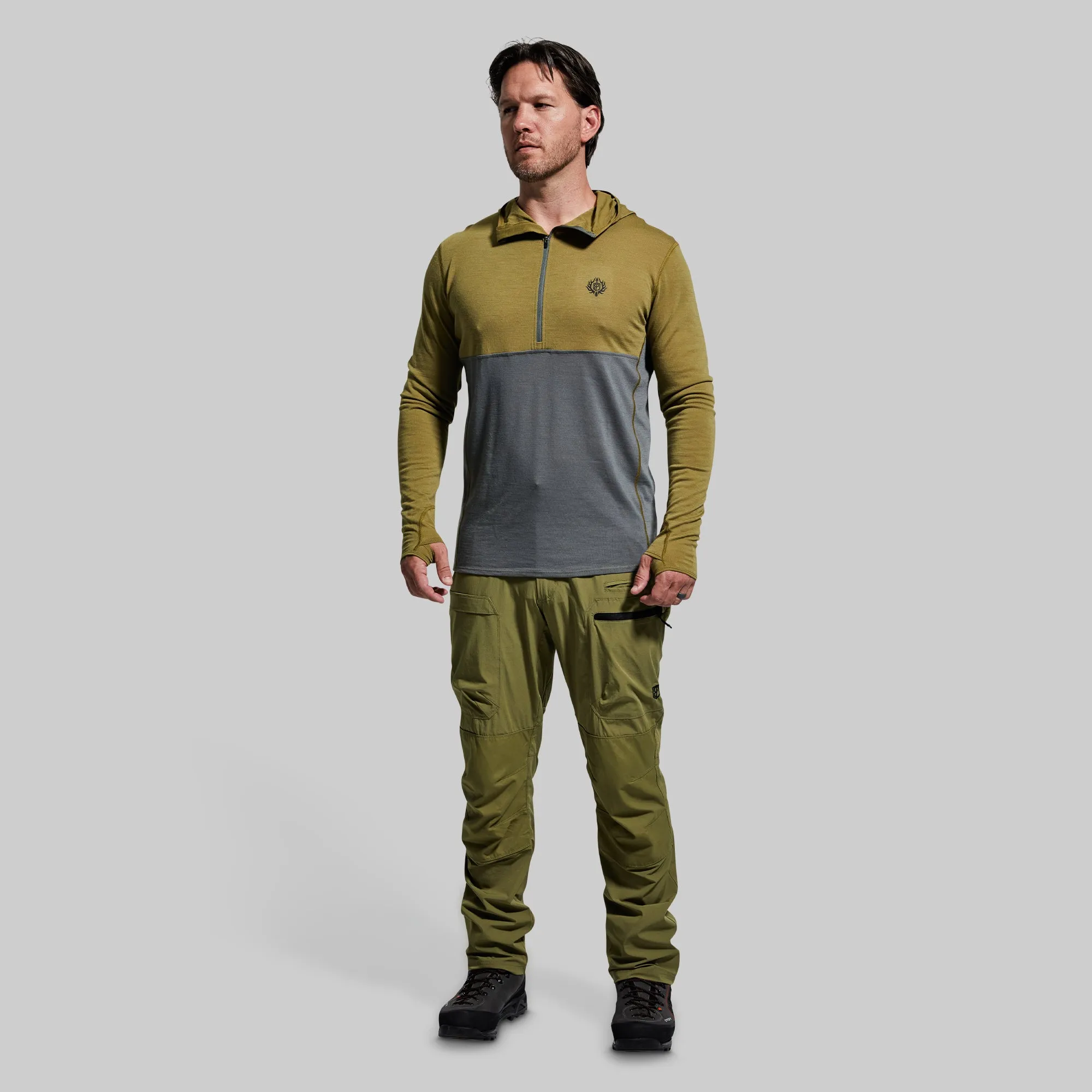 Men's Ridgeline Half Zip Hoodie (Deep Moss) sold by Born Primitive product image thumbnail 5