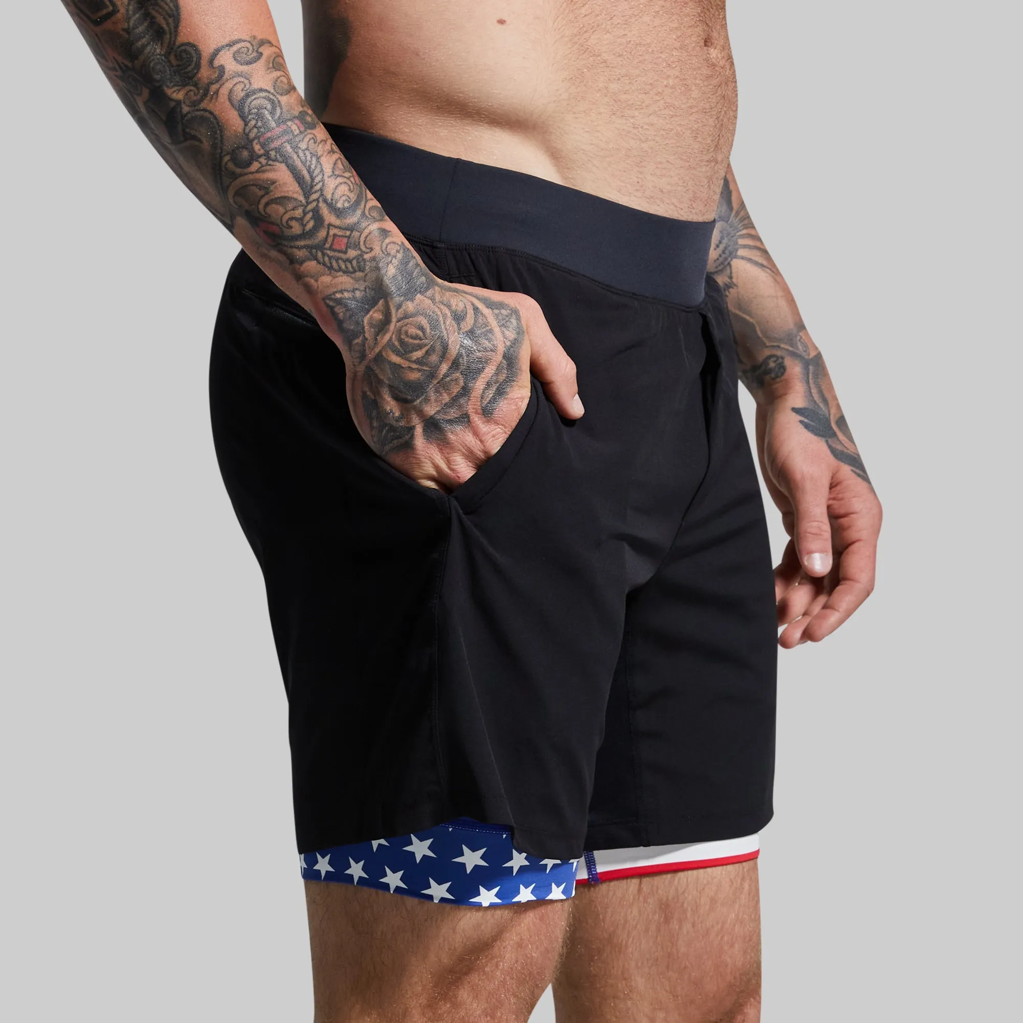 Versatile Short w/ Compression 7" (Black Liberty) sold by Born Primitive product image thumbnail 5