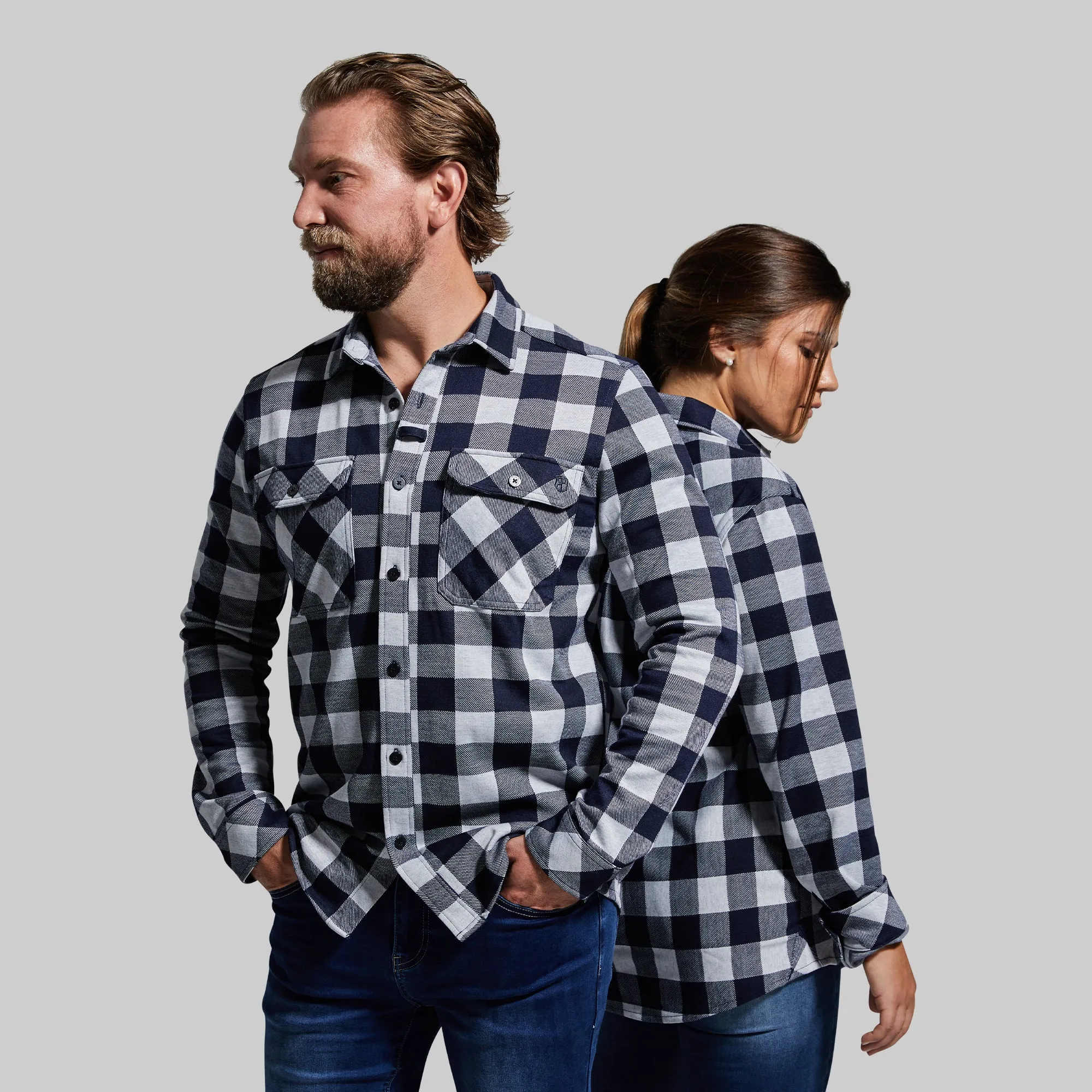Woodsman Stretchy Flannel (Navy/White) sold by Born Primitive