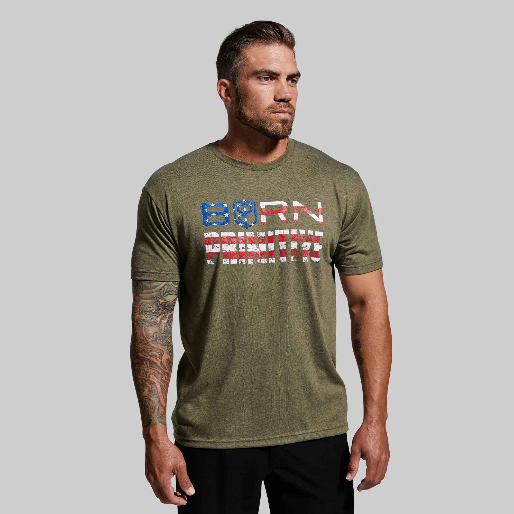 Patriot Brand T-Shirt (OD Green) sold by Born Primitive